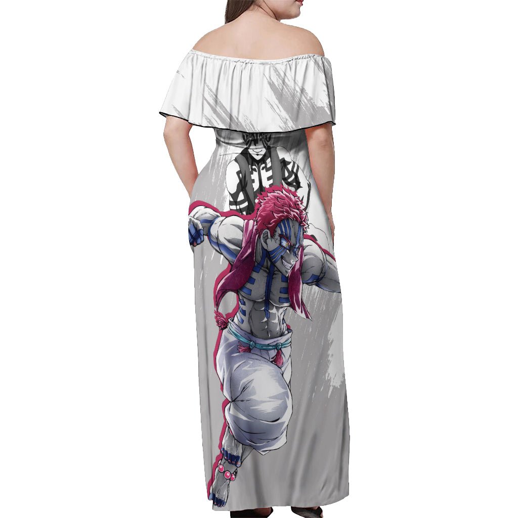 Akaza Off Shoulder Maxi Dress Demon Slayer TS04 - The Mazicc - Women - S - White