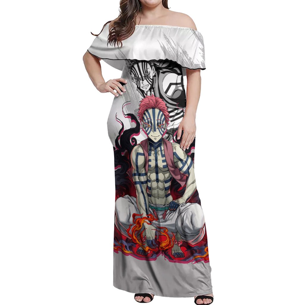 Akaza Off Shoulder Maxi Dress Demon Slayer TS04 - The Mazicc - Women - S - White