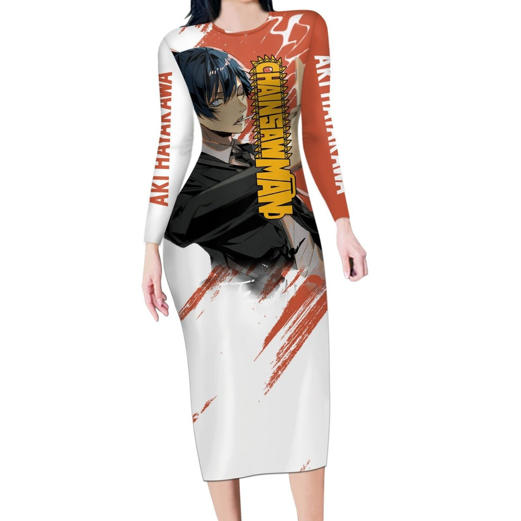 Aki Hayakawa Long Sleeve Bodycon Dress Chainsaw Man TS04 - The Mazicc - Long Dress - S - Multicolor
