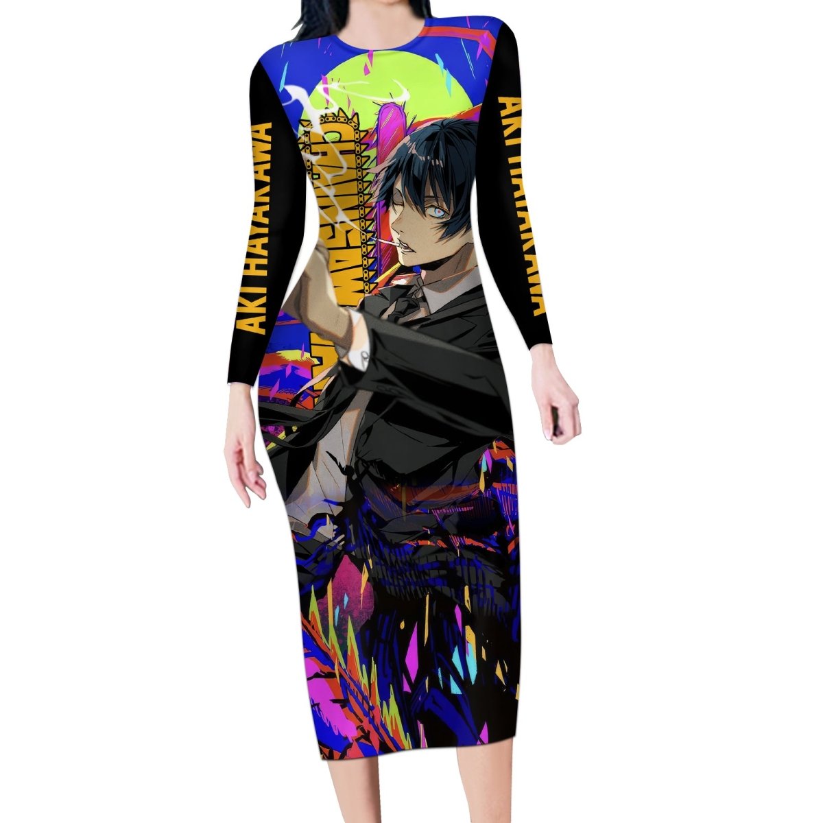 Aki Hayakawa Long Sleeve Bodycon Dress Chainsaw Man TS04 - The Mazicc - Long Dress - S - Black