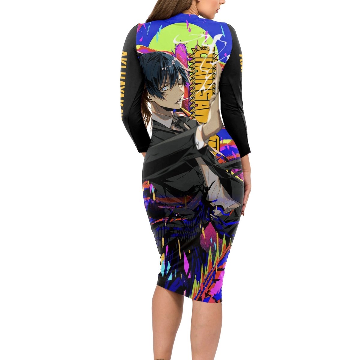 Aki Hayakawa Long Sleeve Bodycon Dress Chainsaw Man TS04 - The Mazicc - Long Dress - S - Black