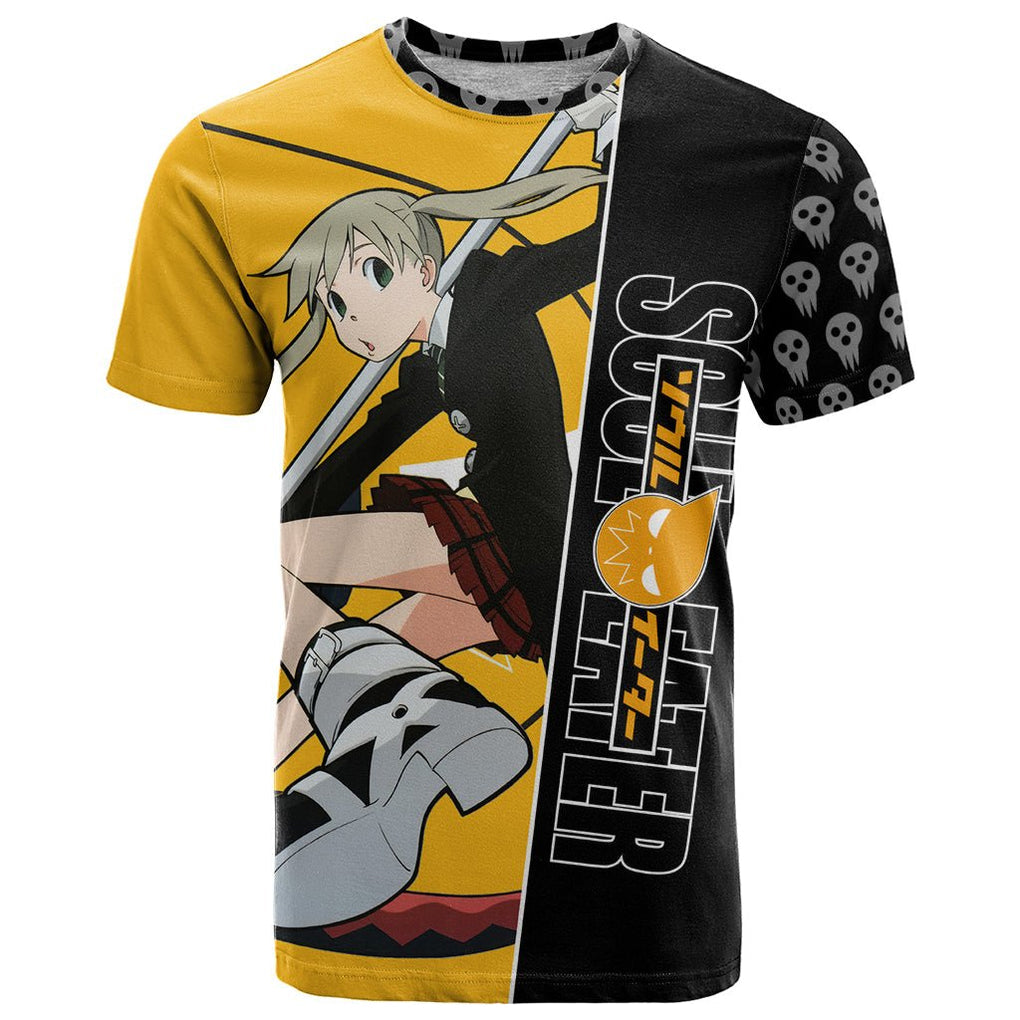 Albarn Maka Soul Eater T Shirt Anime Art Mix With Skull Pattern Style TS04 - The Mazicc - Adult - S - Black/Yellow