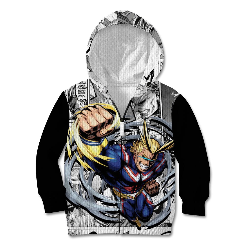 All Might Kid Hoodie Manga Style TS04 - The Mazicc - Zip Hoodie - Toddler 2T - Multicolor