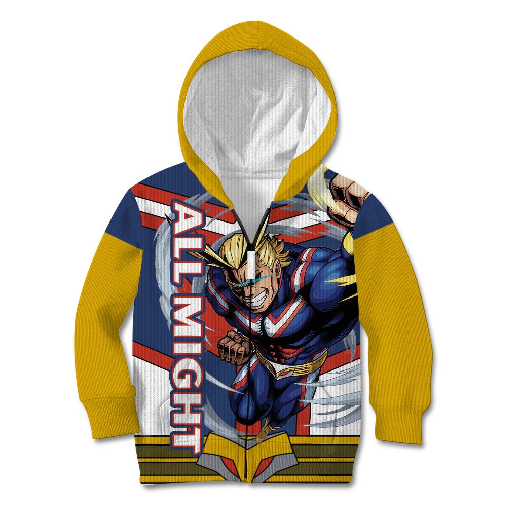 All Might Kid Hoodie My Hero Academia TS04 - The Mazicc - Zip Hoodie - Toddler 2T - Multicolor