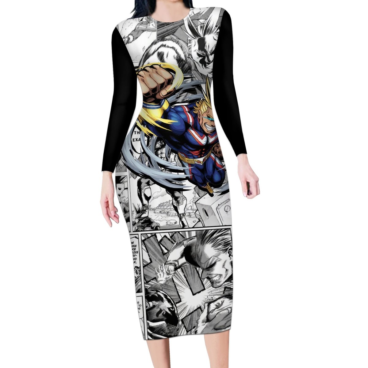 All Might Long Sleeve Bodycon Dress Manga Style TS04 - The Mazicc - Long Dress - S - Multicolor
