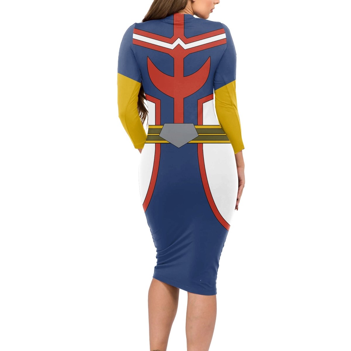 All Might Uniform Long Sleeve Bodycon Dress My Hero Academia TS04 - The Mazicc - Long Dress - S - Multicolor