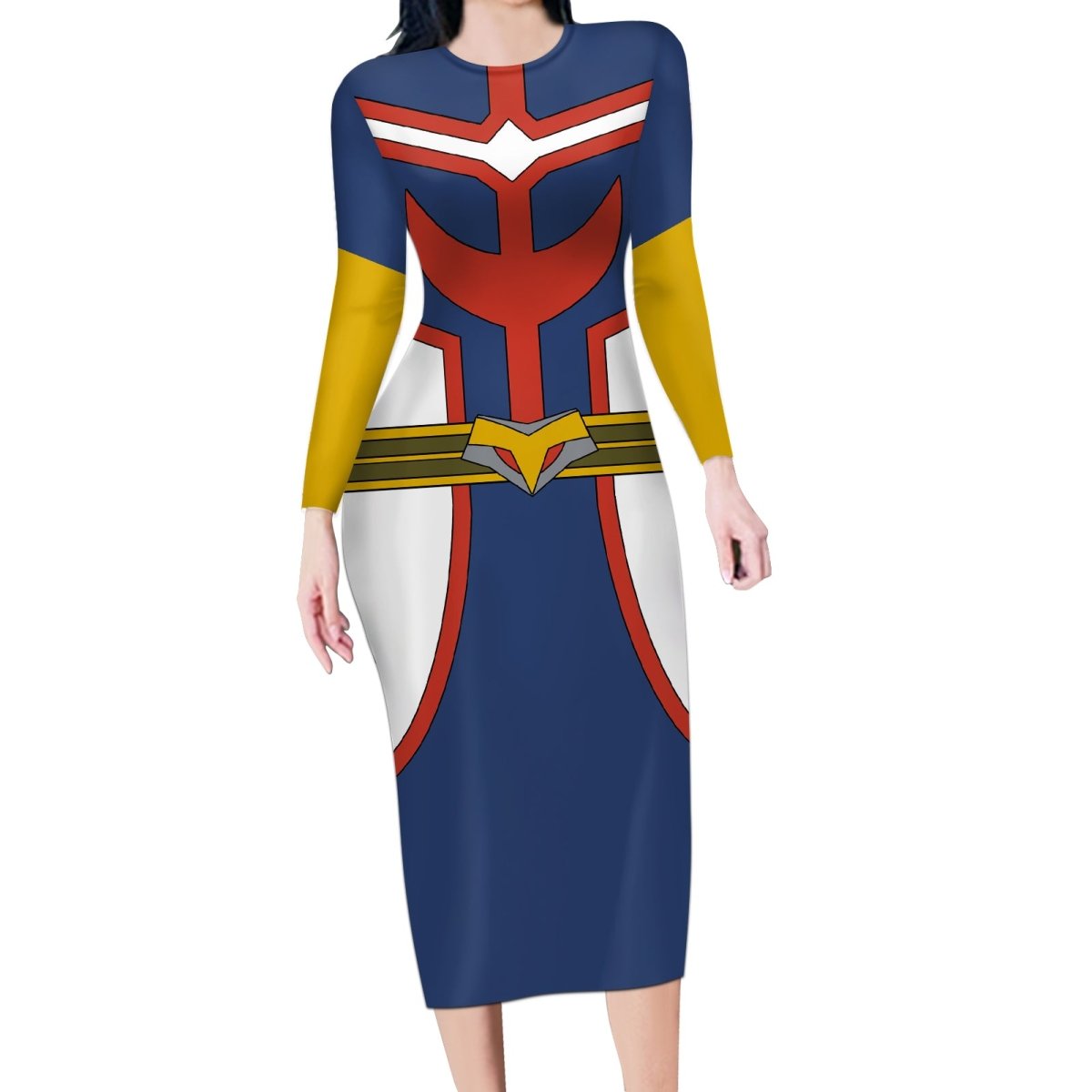 All Might Uniform Long Sleeve Bodycon Dress My Hero Academia TS04 - The Mazicc - Long Dress - S - Multicolor