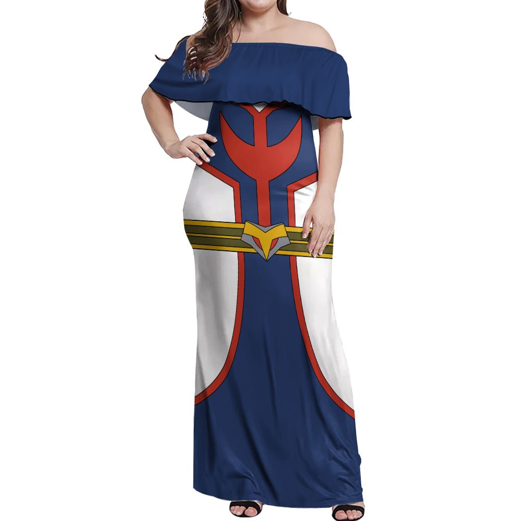 All Might Uniform Off Shoulder Maxi Dress My Hero Academia TS04 - The Mazicc - Women - S - Multicolor