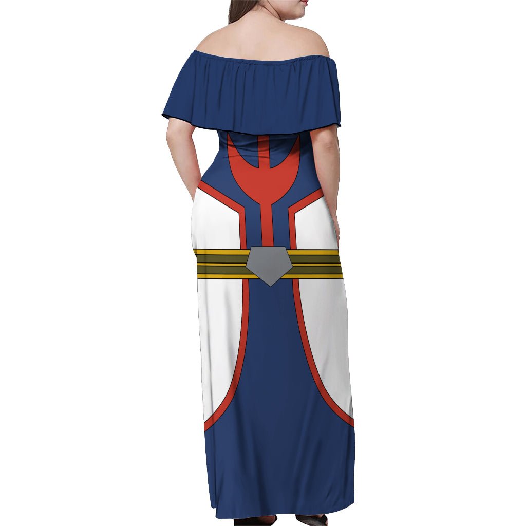 All Might Uniform Off Shoulder Maxi Dress My Hero Academia TS04 - The Mazicc - Women - S - Multicolor