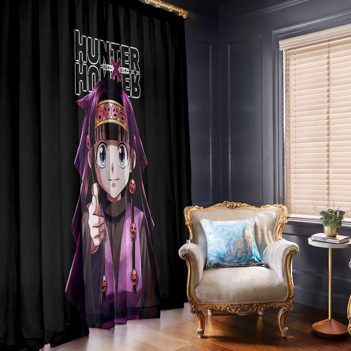 Alluka Zoldyck Hunter X Hunter Window Curtain Anime Style TS04 - The Mazicc - With Hooks - 107cm x 213cm - Black