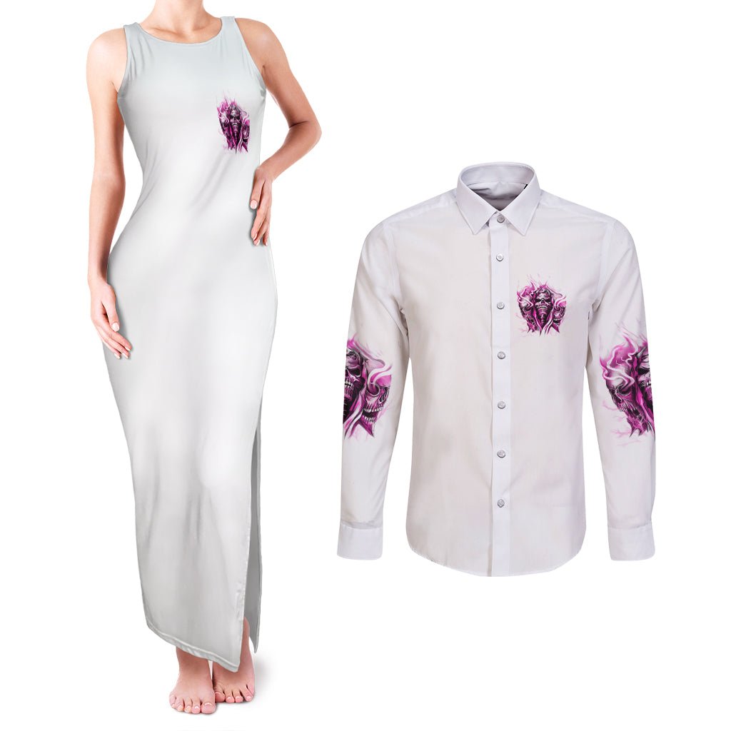 Always A Strong Women Skull Couples Matching Tank Maxi Dress and Long Sleeve Button Shirt TS04 - The Mazicc - S - S - Multicolor