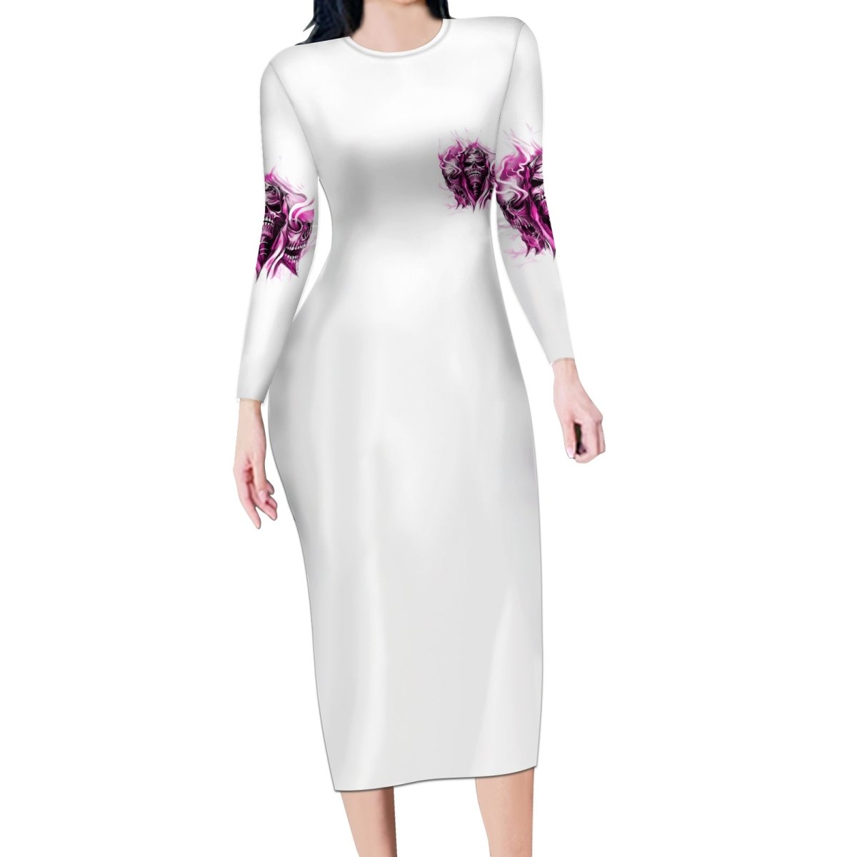 Always A Strong Women Skull Long Sleeve Bodycon Dress TS04 - The Mazicc - Long Dress - S - Multicolor