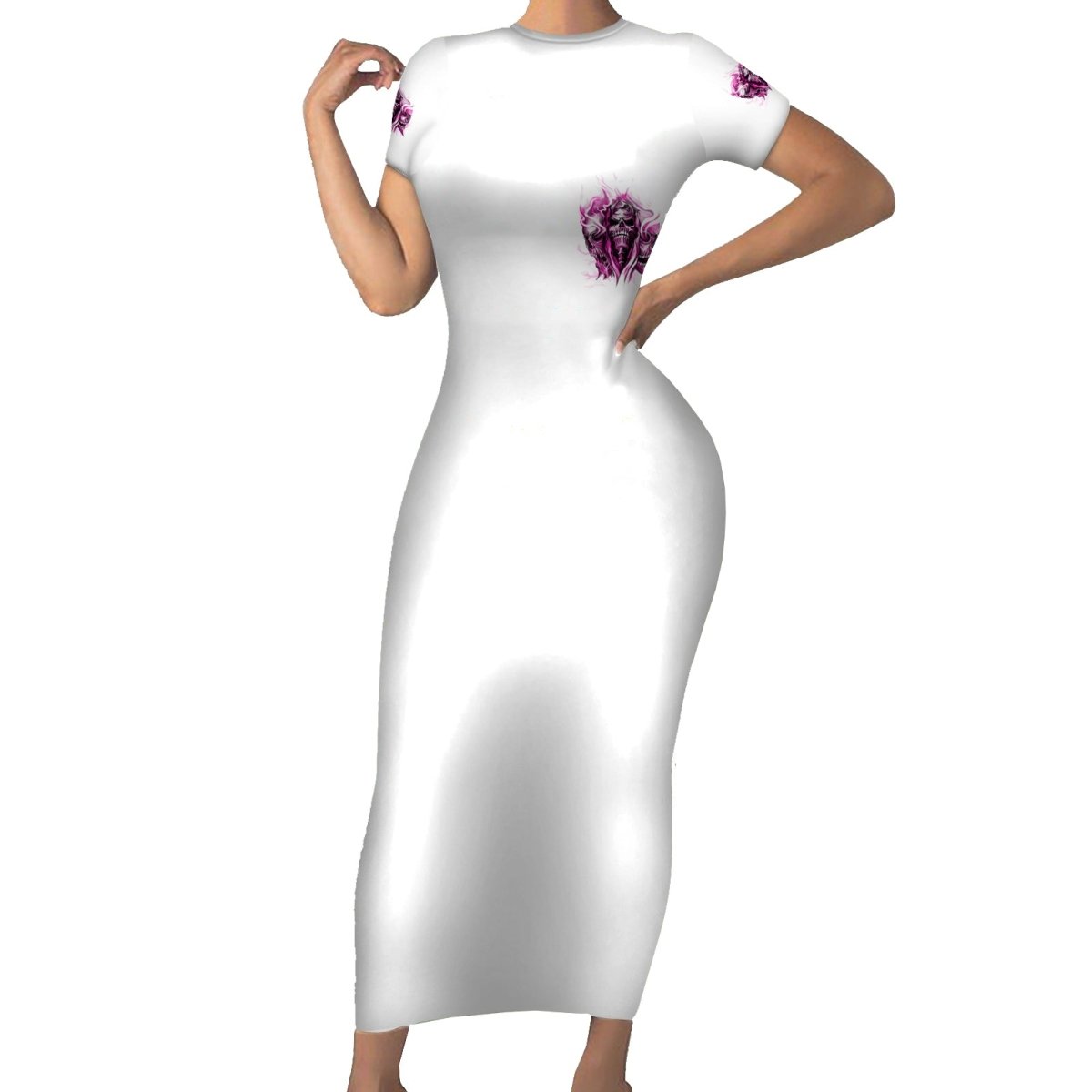 Always A Strong Women Skull Short Sleeve Bodycon Dress TS04 - The Mazicc - Long Dress - S - Multicolor