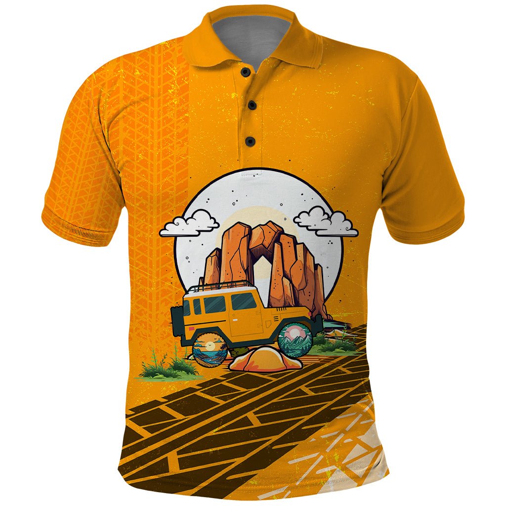 Always Take The Scenic Route Jeep Polo Shirt TS07 - The Mazicc - Adult - S - Orange