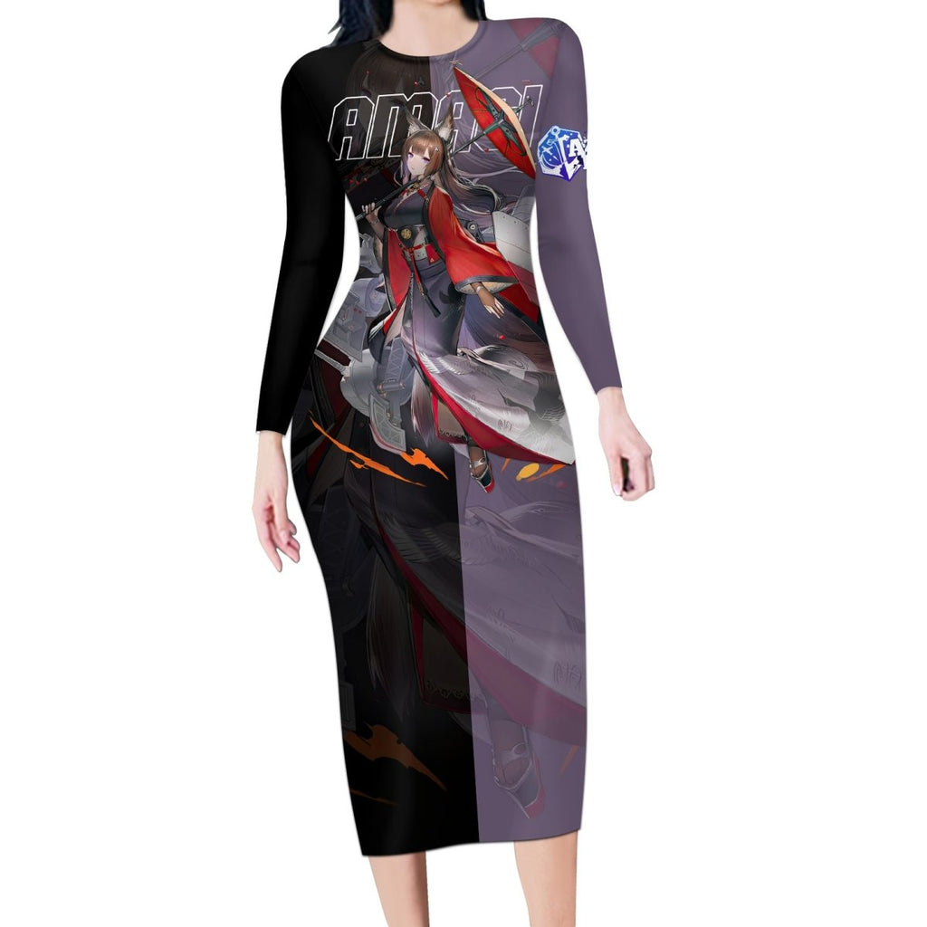 Amagi - Azur Lane Long Sleeve Bodycon Dress Anime Game Style TS04 - The Mazicc - Long Dress - S - Black/Purple