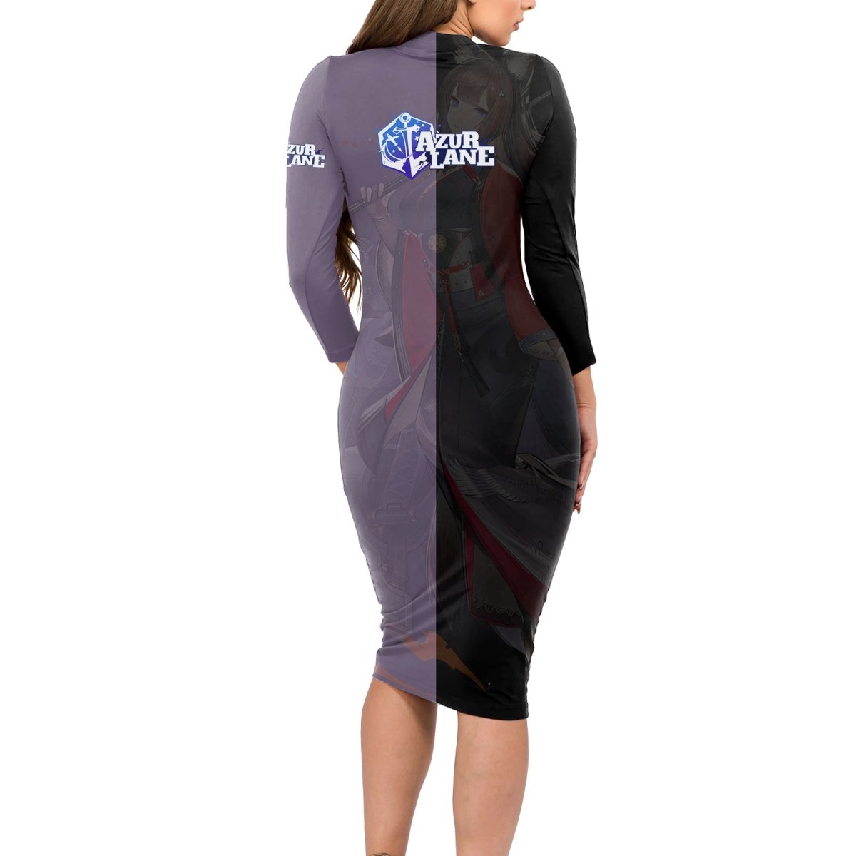 Amagi - Azur Lane Long Sleeve Bodycon Dress Anime Game Style TS04 - The Mazicc - Long Dress - S - Black/Purple