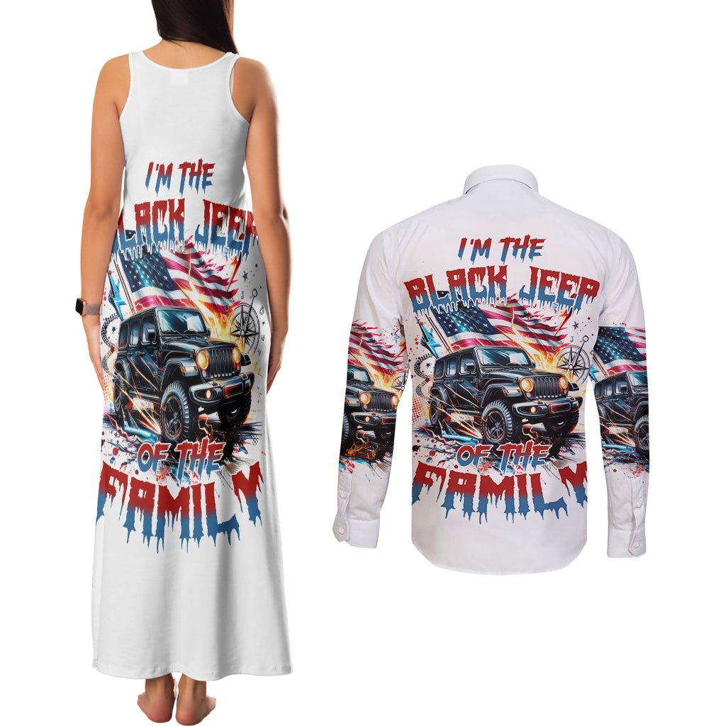 America Jeep Couples Matching Tank Maxi Dress and Long Sleeve Button Shirt I'm The Black Jeep Of The Family DT01 - The Mazicc - S - S - White