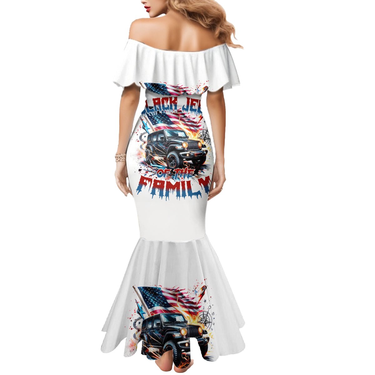 America Jeep Mermaid Dress I'm The Black Jeep Of The Family DT01 - The Mazicc - Women - S - White