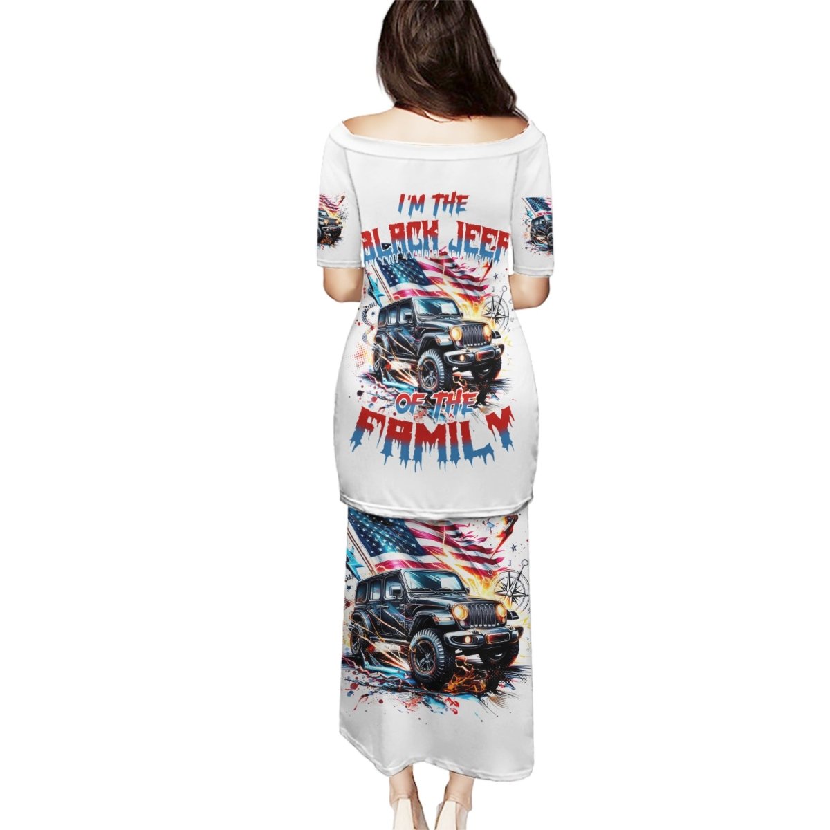 America Jeep Puletasi I'm The Black Jeep Of The Family DT01 - The Mazicc - Long Dress - S - White