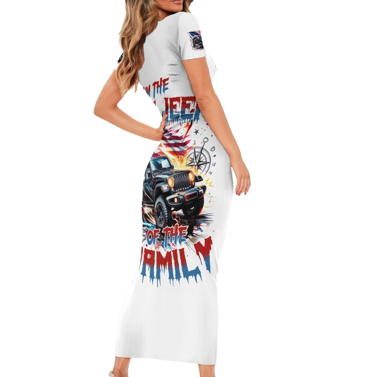 America Jeep Short Sleeve Bodycon Dress I'm The Black Jeep Of The Family DT01 - The Mazicc - Long Dress - S - White