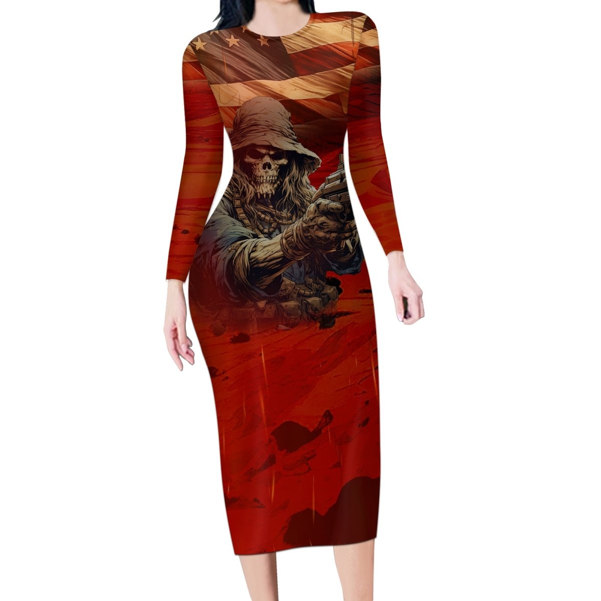 America Live It - Love It Or Get The Hell Out Long Sleeve Bodycon Dress TS04 - The Mazicc - Long Dress - S - Multicolor