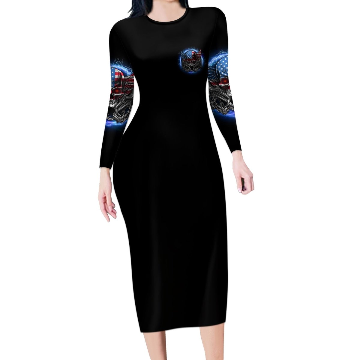America Live It Love It Or Get The Hell Out Long Sleeve Bodycon Dress TS04 - The Mazicc - Long Dress - S - Multicolor