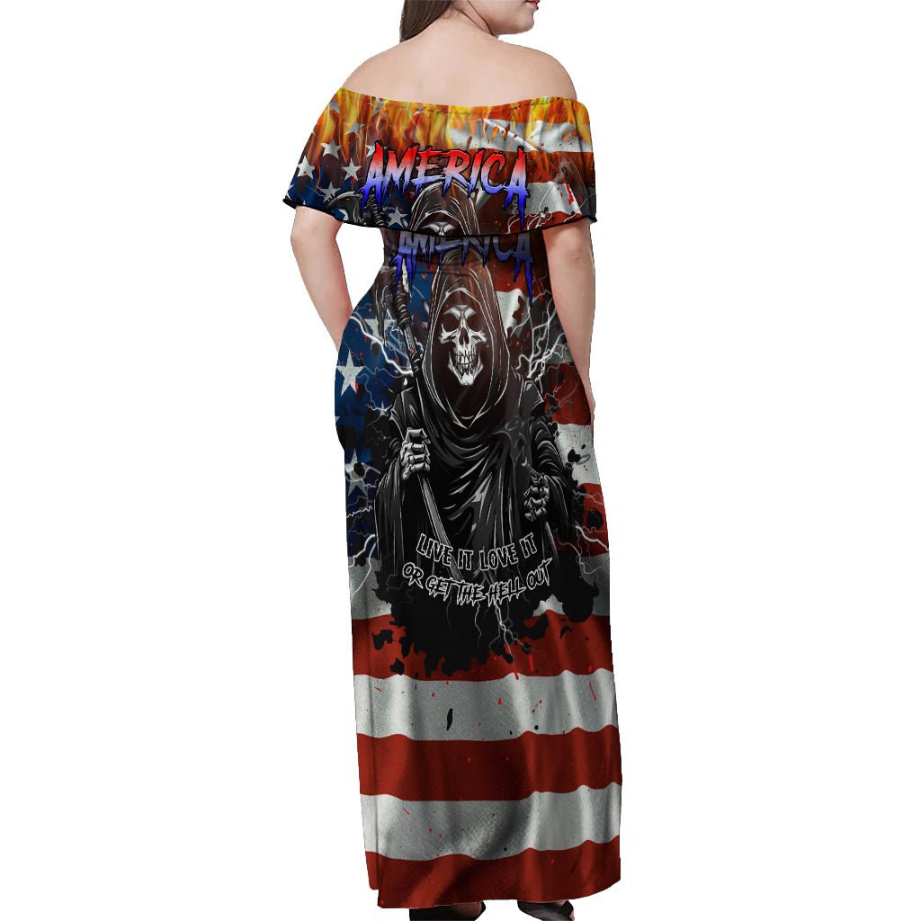 America Live It Love it Or Get the Hell Out Off Shoulder Maxi Dress TS04 - The Mazicc - Women - S - Multicolor