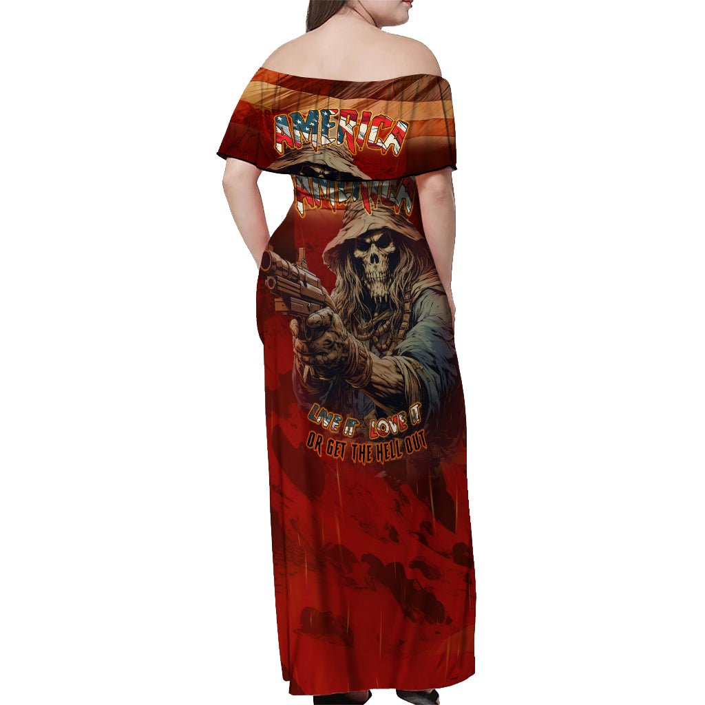 America Live It - Love It Or Get The Hell Out Off Shoulder Maxi Dress TS04 - The Mazicc - Women - S - Multicolor
