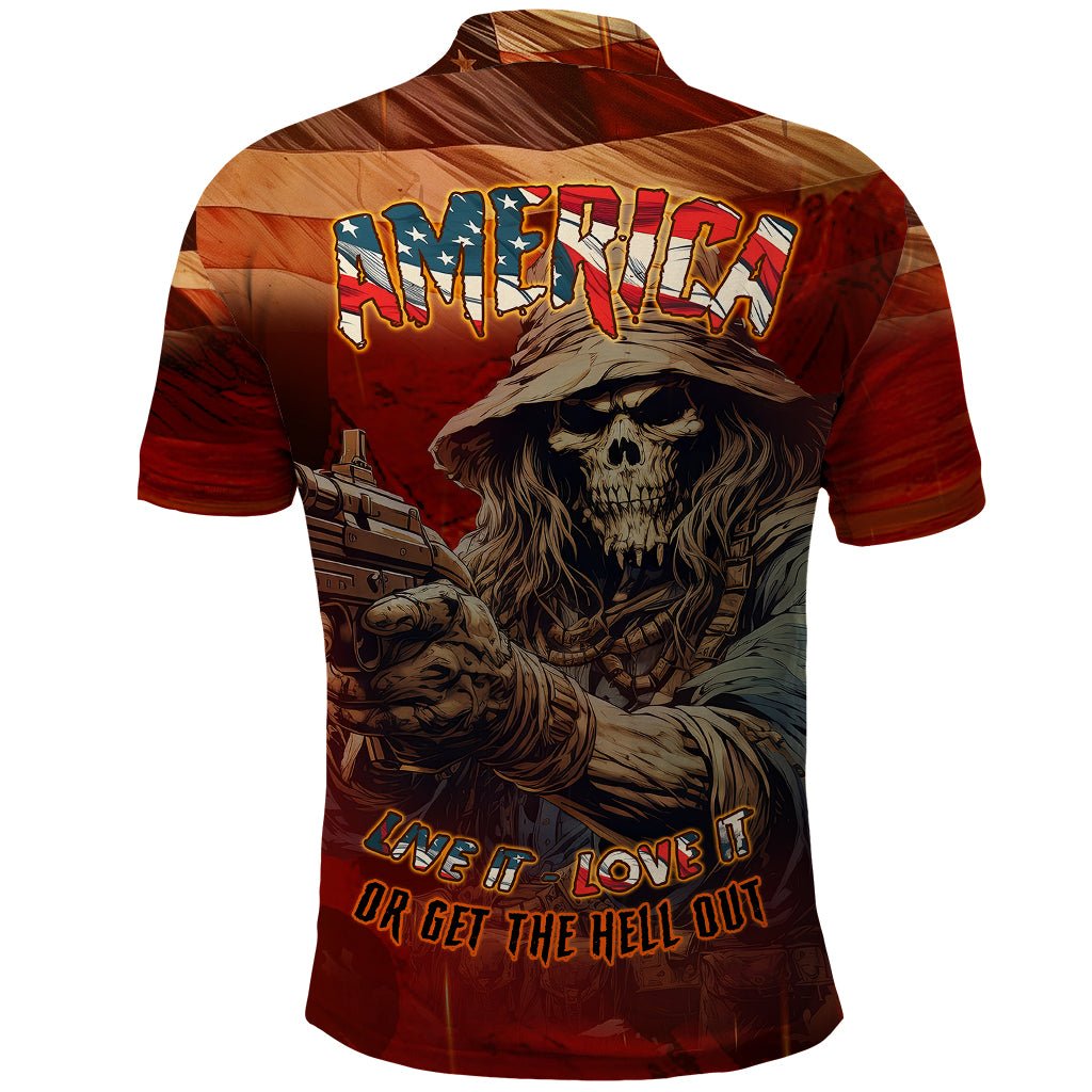 America Live It - Love It Or Get The Hell Out Polo Shirt TS04 - The Mazicc - Adult - S - Multicolor