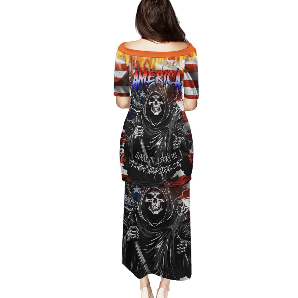 America Live It Love it Or Get the Hell Out Puletasi TS04 - The Mazicc - Long Dress - S - Multicolor