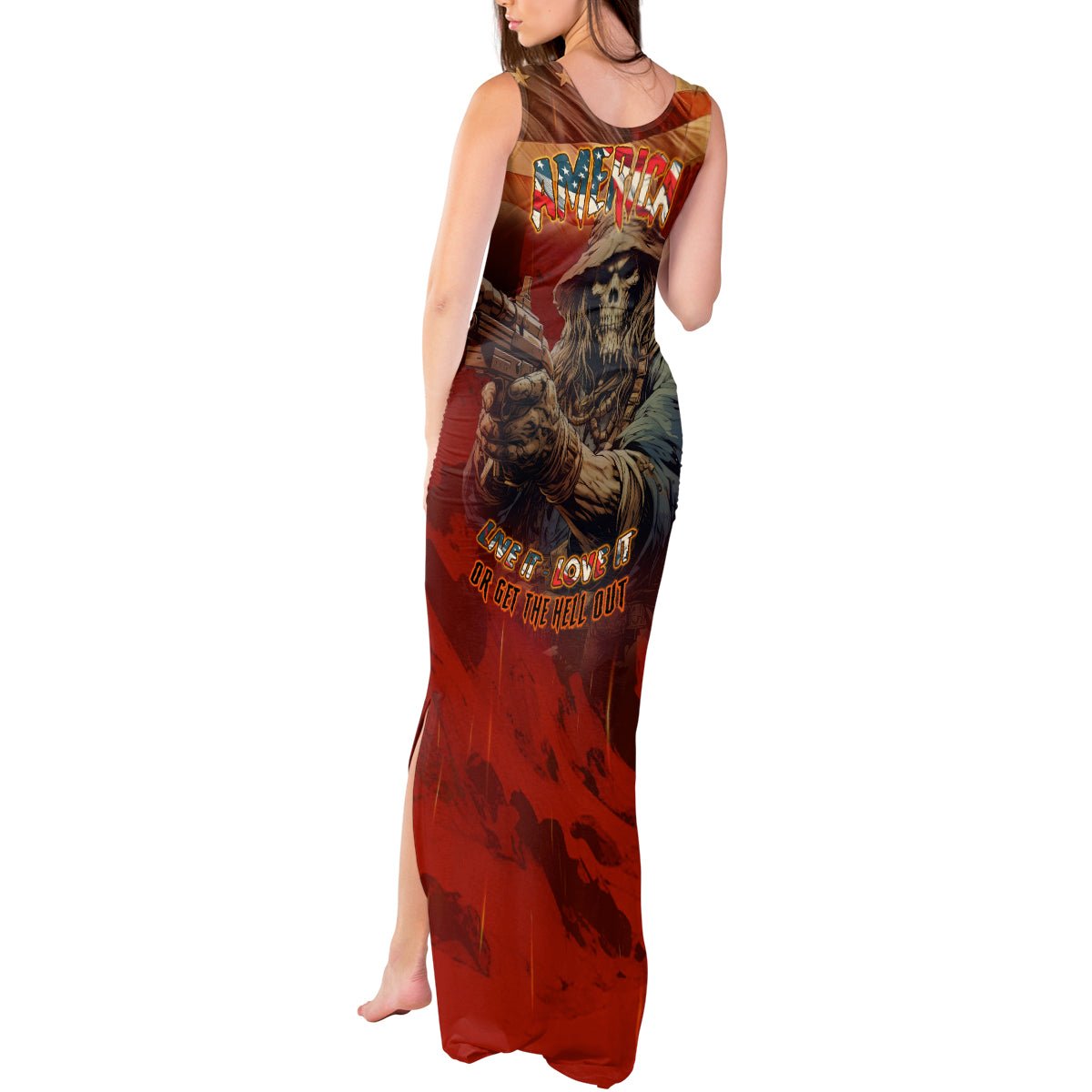 America Live It - Love It Or Get The Hell Out Tank Maxi Dress TS04 - The Mazicc - Women - S - Multicolor