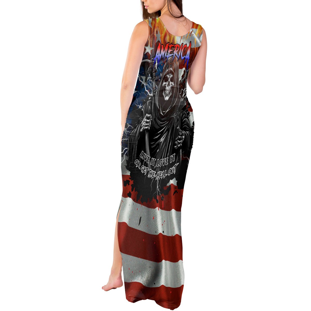 America Live It Love it Or Get the Hell Out Tank Maxi Dress TS04 - The Mazicc - Women - S - Multicolor