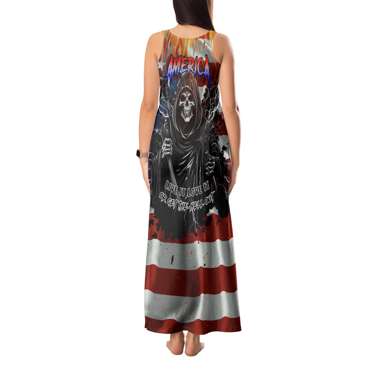 America Live It Love it Or Get the Hell Out Tank Maxi Dress TS04 - The Mazicc - Women - S - Multicolor
