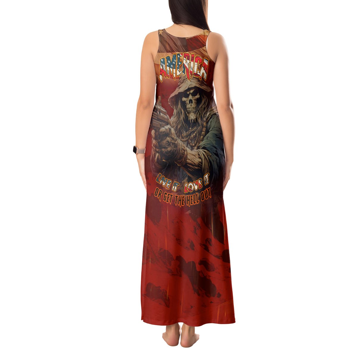 America Live It - Love It Or Get The Hell Out Tank Maxi Dress TS04 - The Mazicc - Women - S - Multicolor