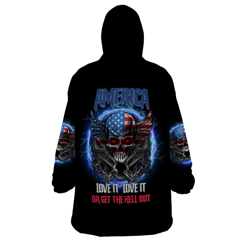 America Live It Love It Or Get The Hell Out Wearable Blanket Hoodie TS04 - The Mazicc - Adult - One Size - Multicolor