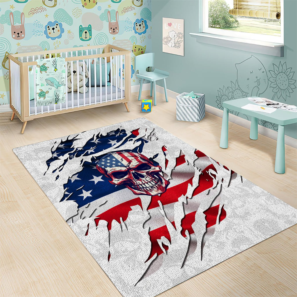 American Flag Skull Area Rug DT02 - The Mazicc - S - 36 x 60 inches - White