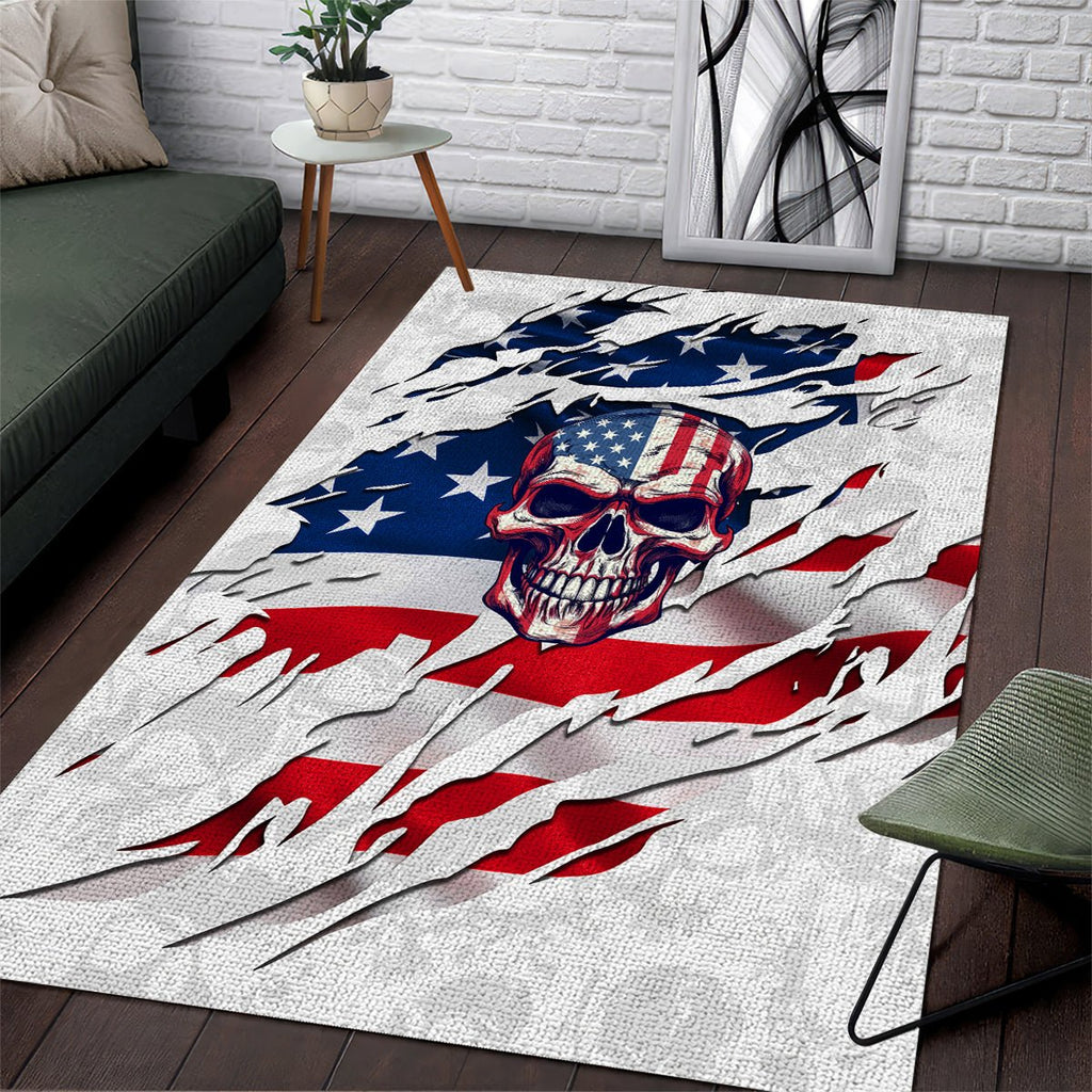 American Flag Skull Area Rug DT02 - The Mazicc - S - 36 x 60 inches - White