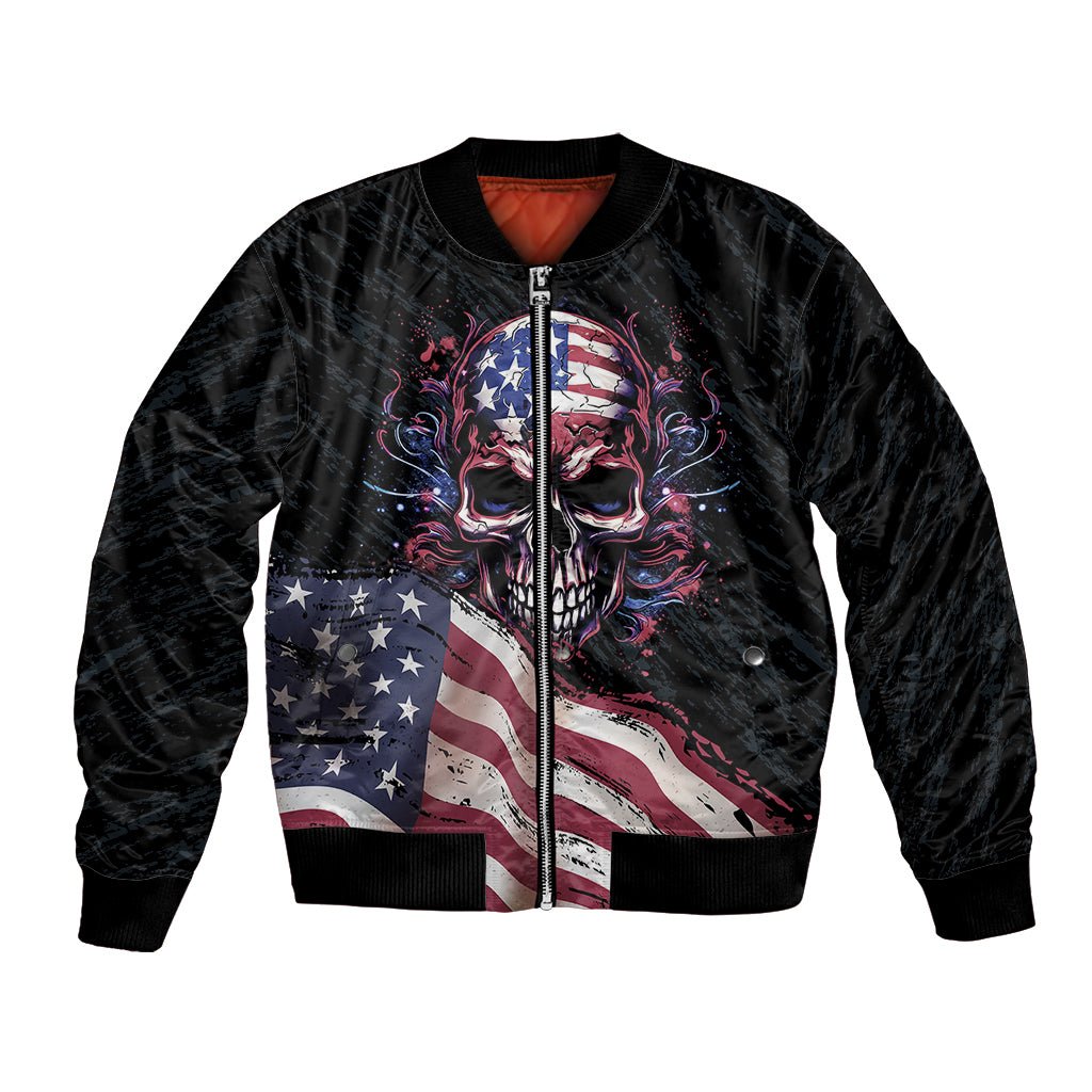 American Flag Skull Bomber Jacket Sorry If My Patriotism Offends You Trust Me TS04 - The Mazicc - Unisex - S - Black Grunge