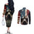 American Flag Skull Couples Matching Off The Shoulder Long Sleeve Dress and Long Sleeve Button Shirts I'm Not Anti - Social I'm Just Not User Friendly TS04 - The Mazicc - S - S - Multicolor