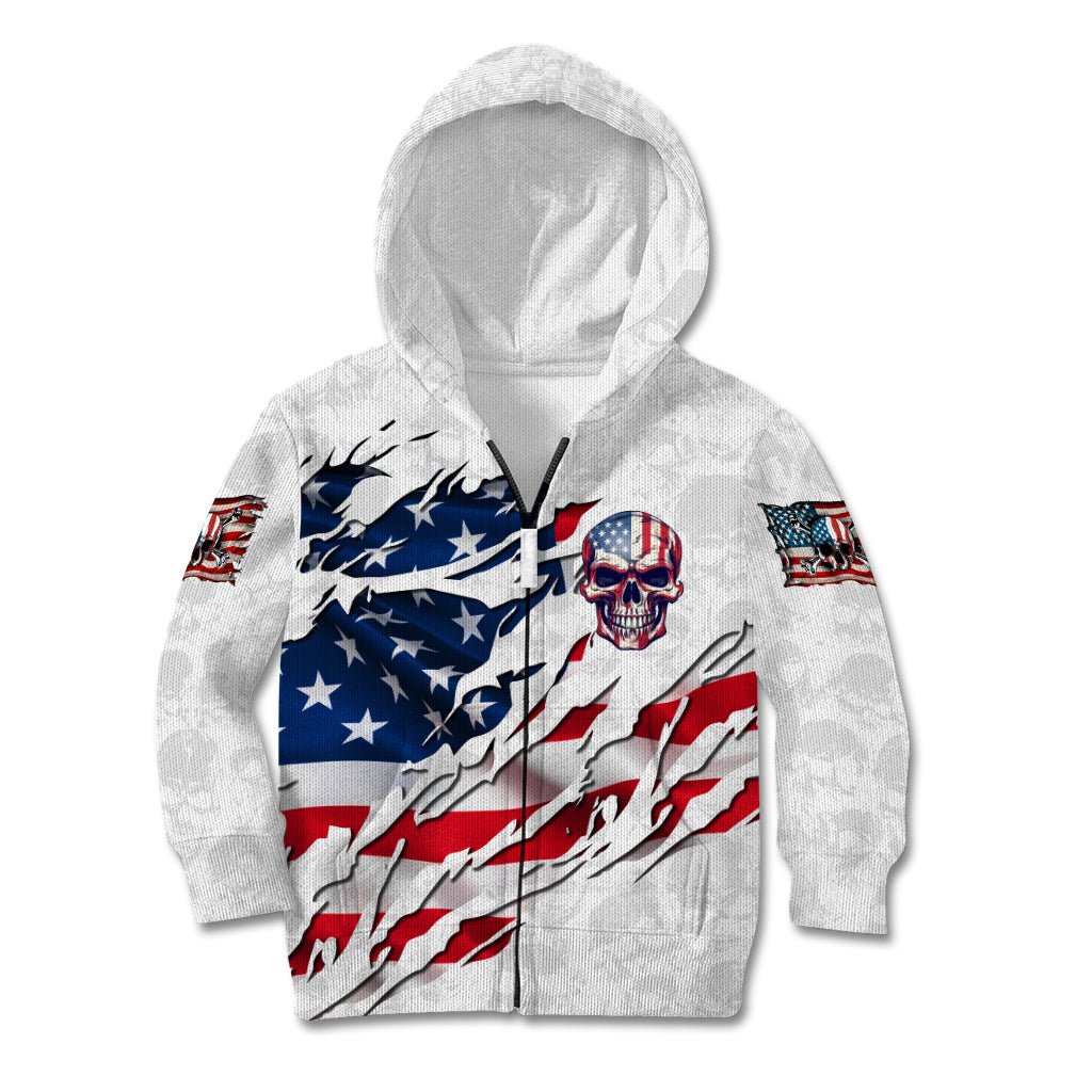 American Flag Skull Kid Hoodie DT02 - The Mazicc - Hoodie - Toddler 2T - White