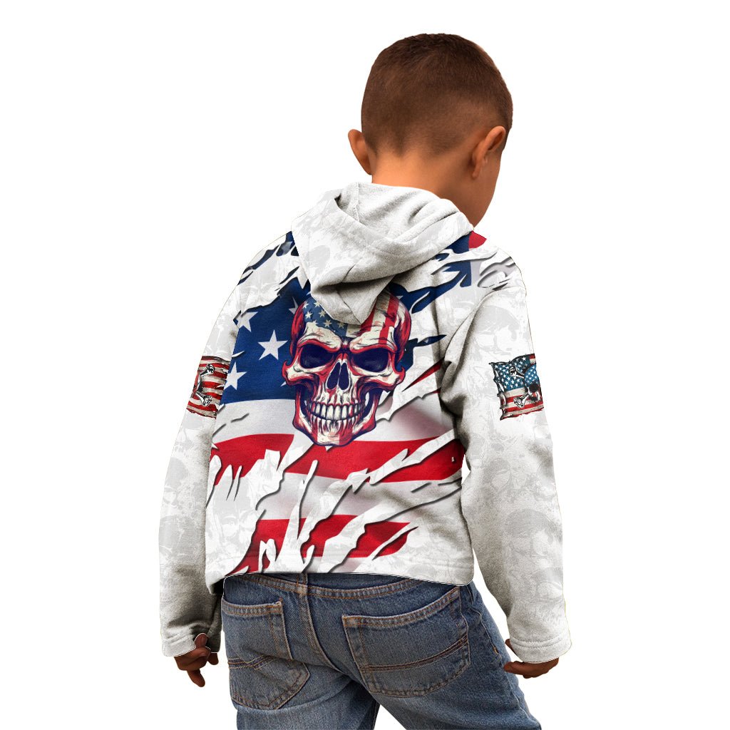 American Flag Skull Kid Hoodie DT02 - The Mazicc - Hoodie - Toddler 2T - White