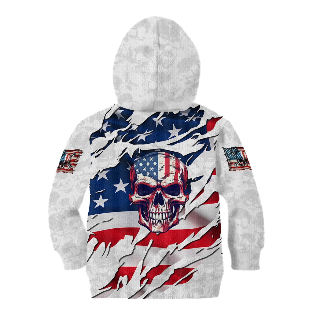 American Flag Skull Kid Hoodie DT02 - The Mazicc - Hoodie - Toddler 2T - White