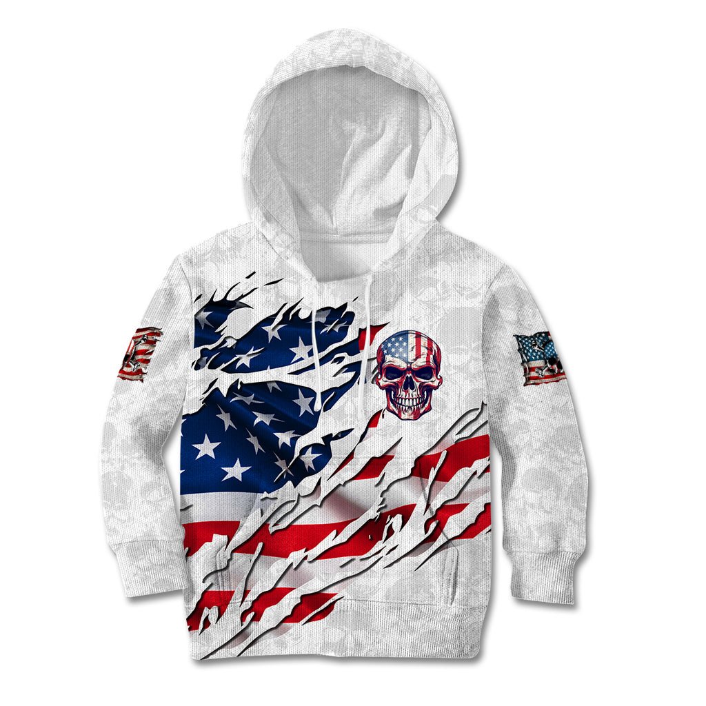 American Flag Skull Kid Hoodie DT02 - The Mazicc - Hoodie - Toddler 2T - White