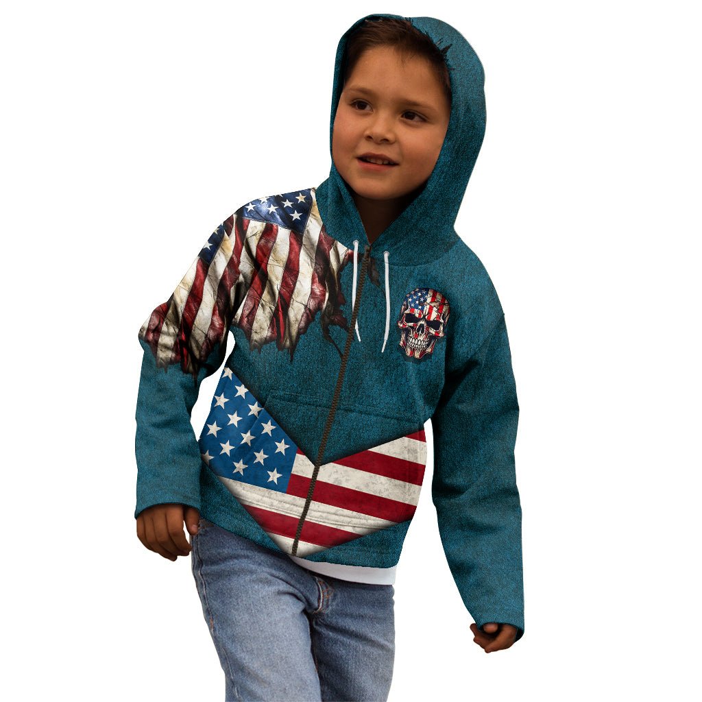 American Flag Skull Kid Hoodie I'm an American I Have The Right To Bear Arms Your Approval Is Not Required TS04 - The Mazicc - Hoodie - Toddler 2T - Dark Cyan