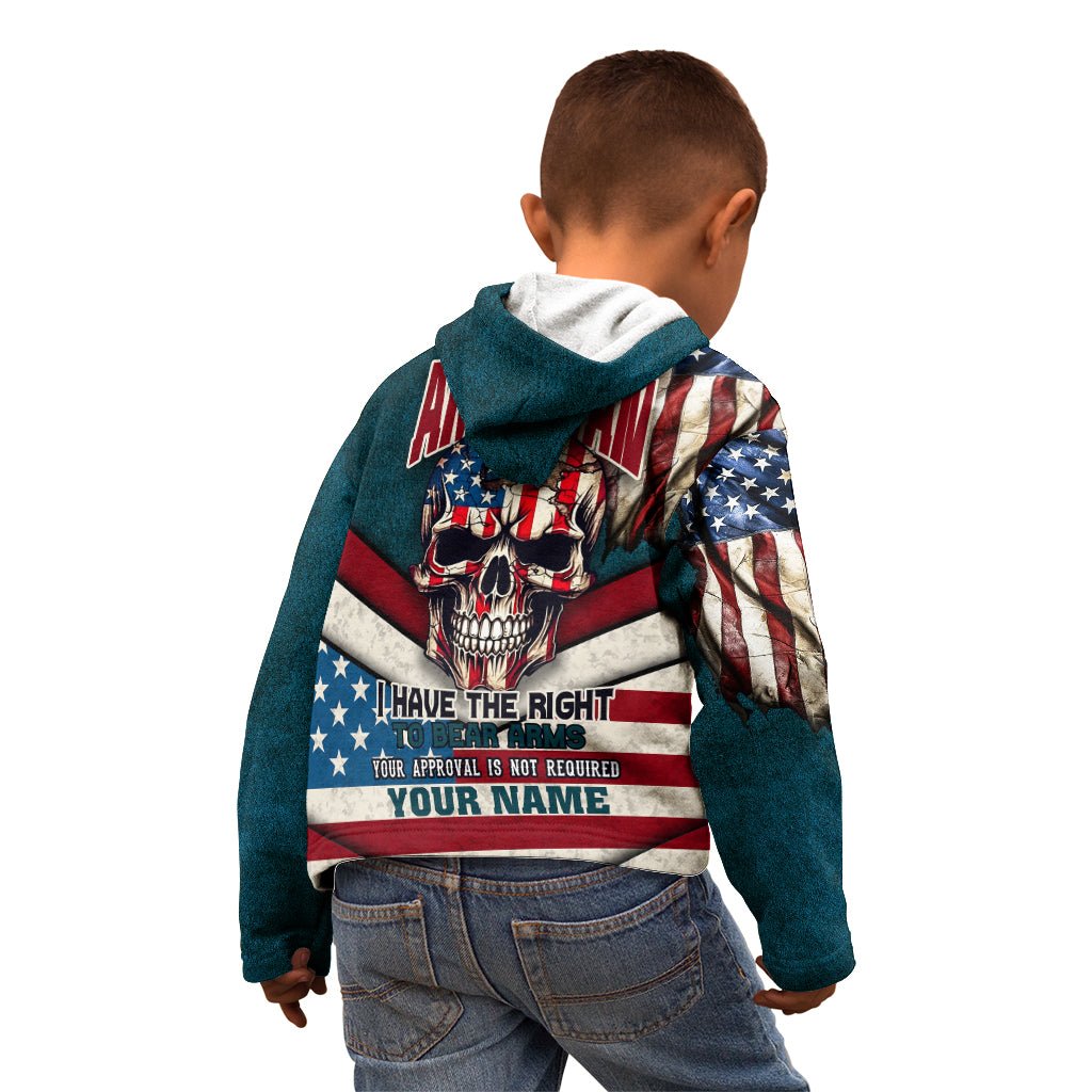 American Flag Skull Kid Hoodie I'm an American I Have The Right To Bear Arms Your Approval Is Not Required TS04 - The Mazicc - Hoodie - Toddler 2T - Dark Cyan