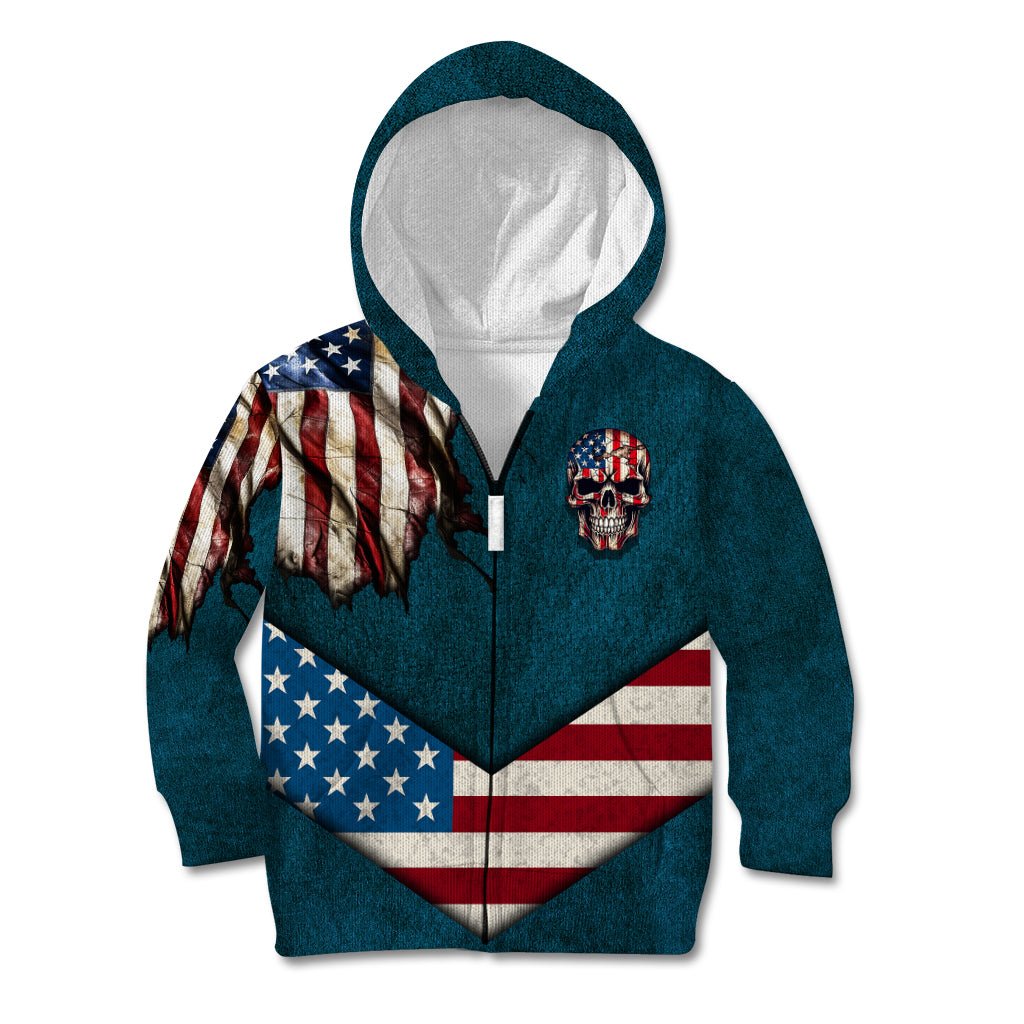 American Flag Skull Kid Hoodie I'm an American I Have The Right To Bear Arms Your Approval Is Not Required TS04 - The Mazicc - Hoodie - Toddler 2T - Dark Cyan