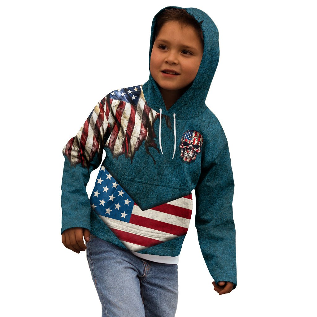 American Flag Skull Kid Hoodie I'm an American I Have The Right To Bear Arms Your Approval Is Not Required TS04 - The Mazicc - Hoodie - Toddler 2T - Dark Cyan