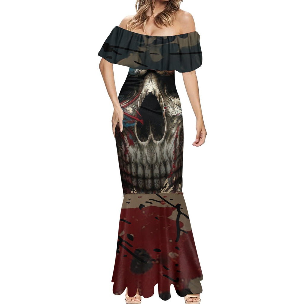 American Flag Skull Mermaid Dress I'm Not Anti - Social I'm Just Not User Friendly TS04 - The Mazicc - Women - S - Multicolor