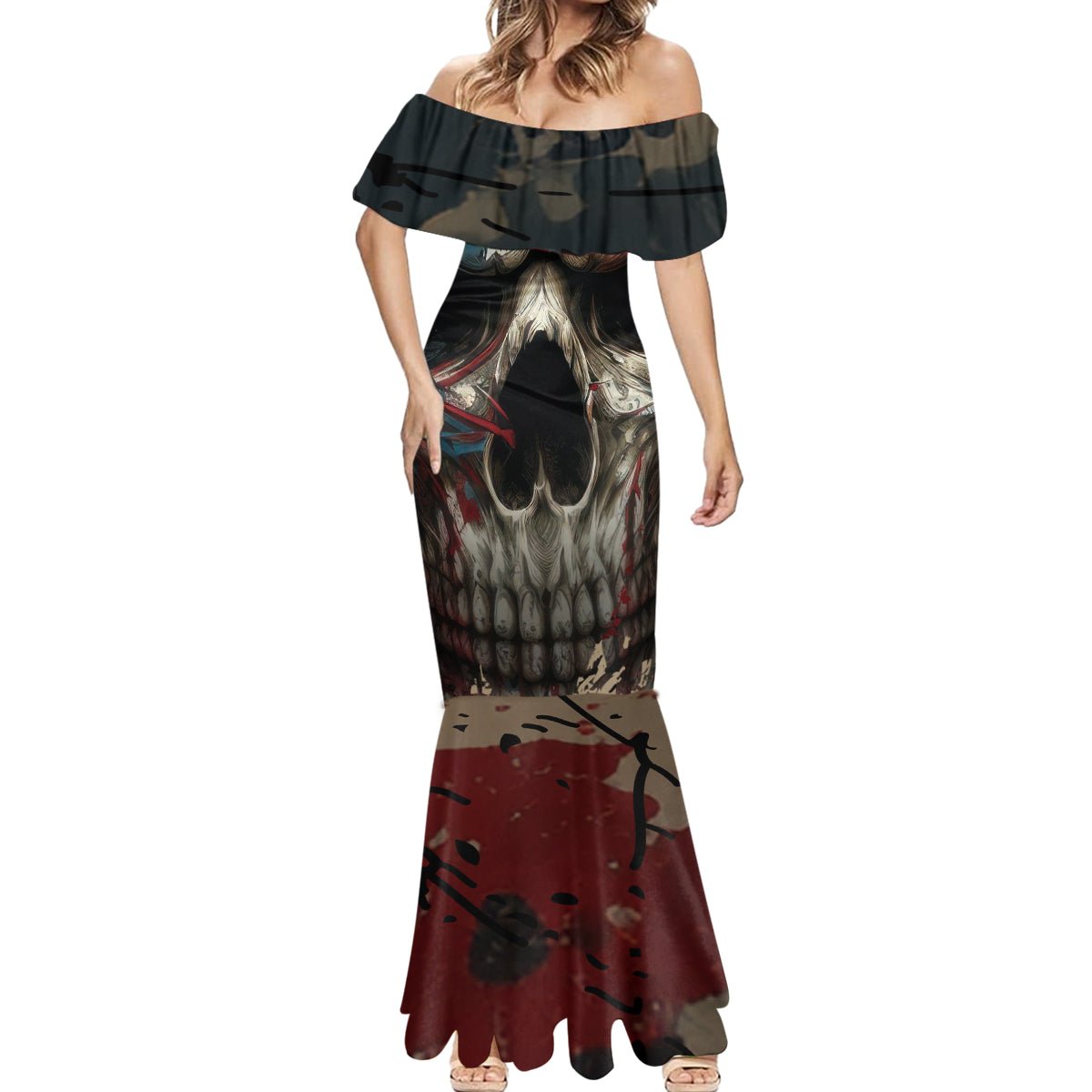 American Flag Skull Mermaid Dress I'm Not Anti - Social I'm Just Not User Friendly TS04 - The Mazicc - Women - S - Multicolor