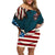 American Flag Skull Off Shoulder Short Dress I'm an American I Have The Right To Bear Arms Your Approval Is Not Required TS04 - The Mazicc - Women - S - Dark Cyan